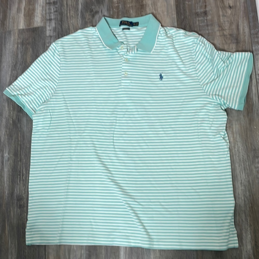 Ralph Lauren White & Mint Green stripe polo